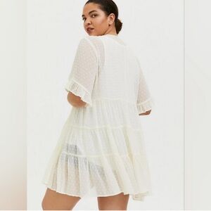 Torrid Ivory Kimono (Swim Coverup) with Flowy Tiers